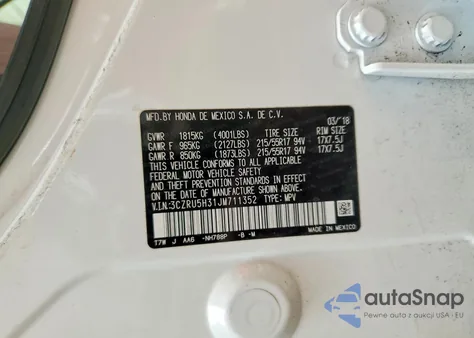 2018 Honda Hr-V Lx z USA, uszkodzony, nr VIN 3CZRU5H31JM711352